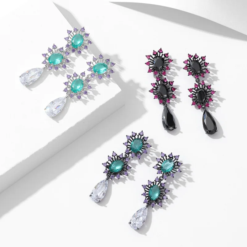 French Retro Design Statement Wedding Party Stone Water Drop Earrings 925 Silver Needle Luxury Brand Dangle Jewelry