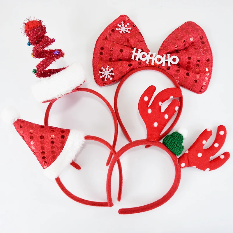 Christmas Headbands Cute Christmas Elk Antlers Headband Headwear New Year Party Kids Favors Noel Navidad Gifts Xmas Photos Booth