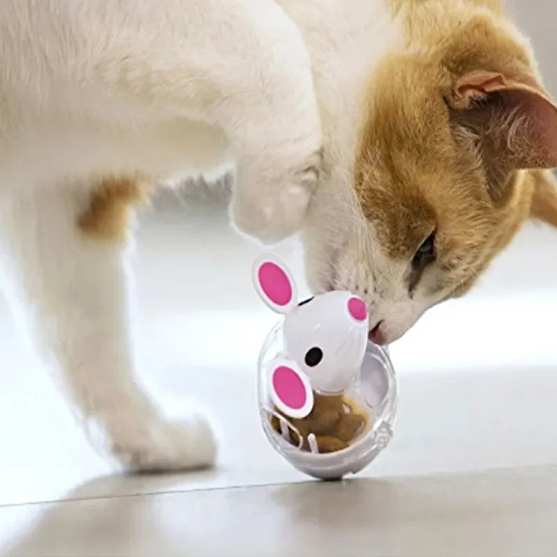 

Неваляшка-Кормушка для утечки еды, милые маленькие игрушки-мышки, Интерактивная игрушка для кошачьего корма, медленное питание