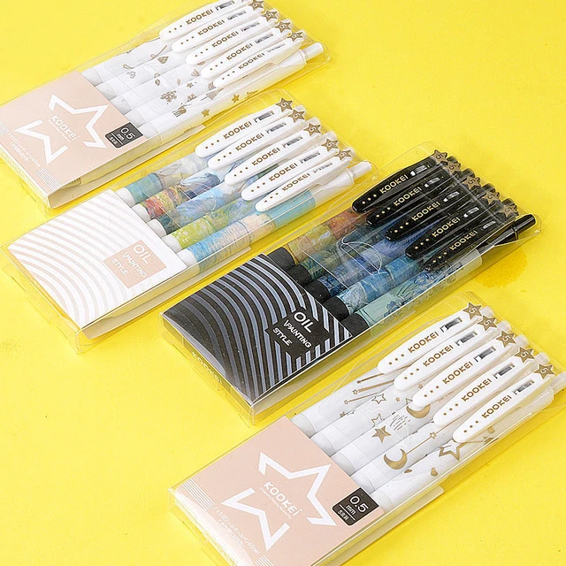 Retractable Gel Ink Pens Set Van Gogh Print Cute 0.5mm Black Pens Art  Supplies Kawaii Anime Gel Pen Japanese School Stationery - AliExpress