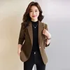 High-End Coffee Suit Jacket Ladies Blazer Tops 2024 New Spring Autumn Leisure Coat 1 Button Slim Suit Coat Casaco Feminino 1