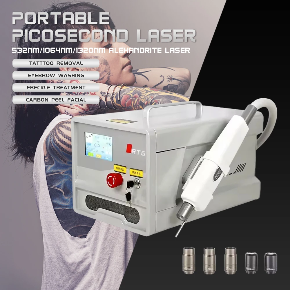 

Portable Pico Laser Q Switched Nd YAG Laser Tattoo Removal Machine Non-Invasive Eyebrow Washing Carbon Peel Beauty Device