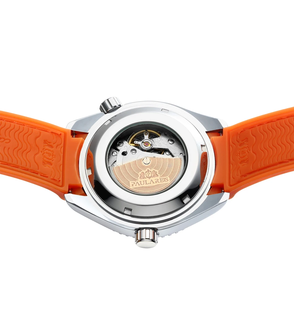 Men Automatic Self Wind Mechanical Canvas Rubber Strap Watch mechanical watch