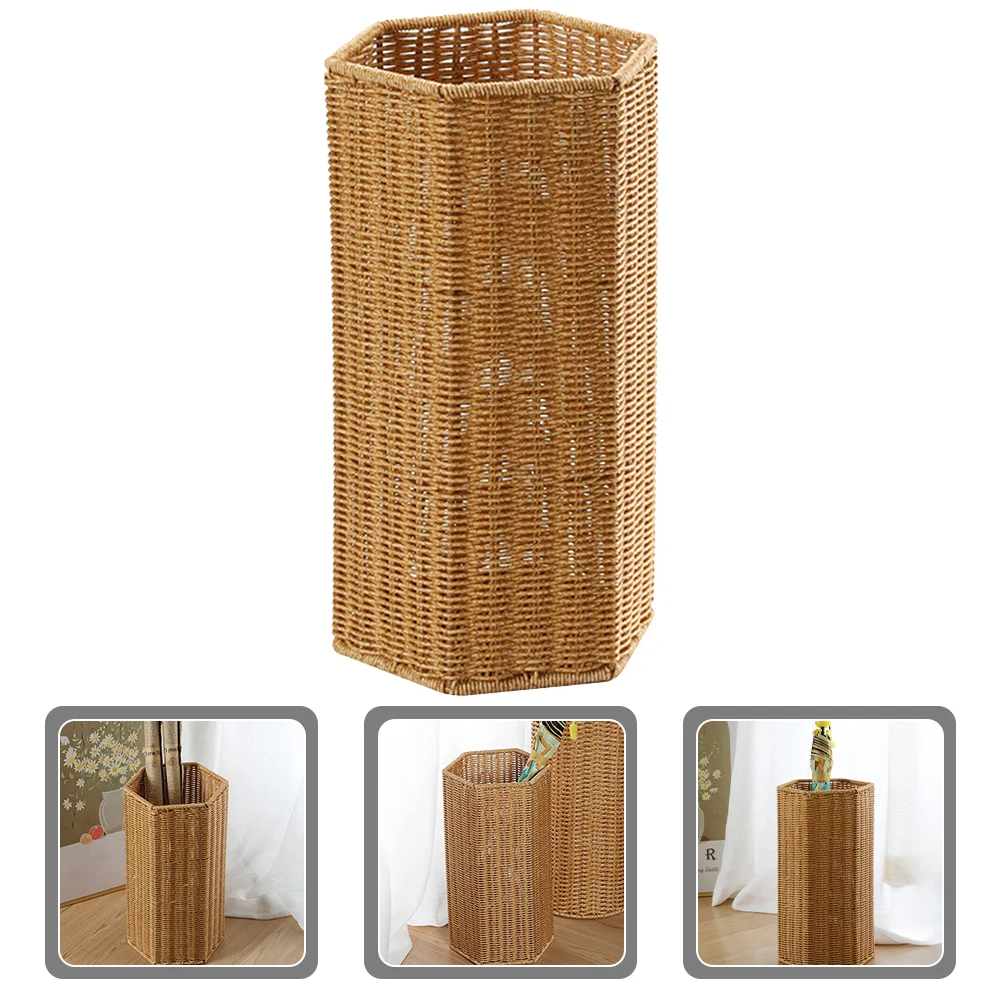 

Organizer Imitation Rattan Umbrella Stand Bucket Home Storage Basket Elder Hamper Holder Indoor Plastic Artificial