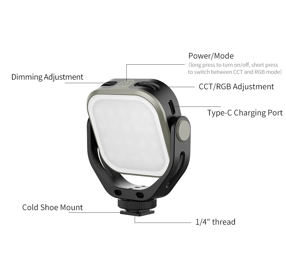 VL66 RGB Video Light 2500-6500K CCT 360° Rotatable 2000mAh Full Light with 1/4 S