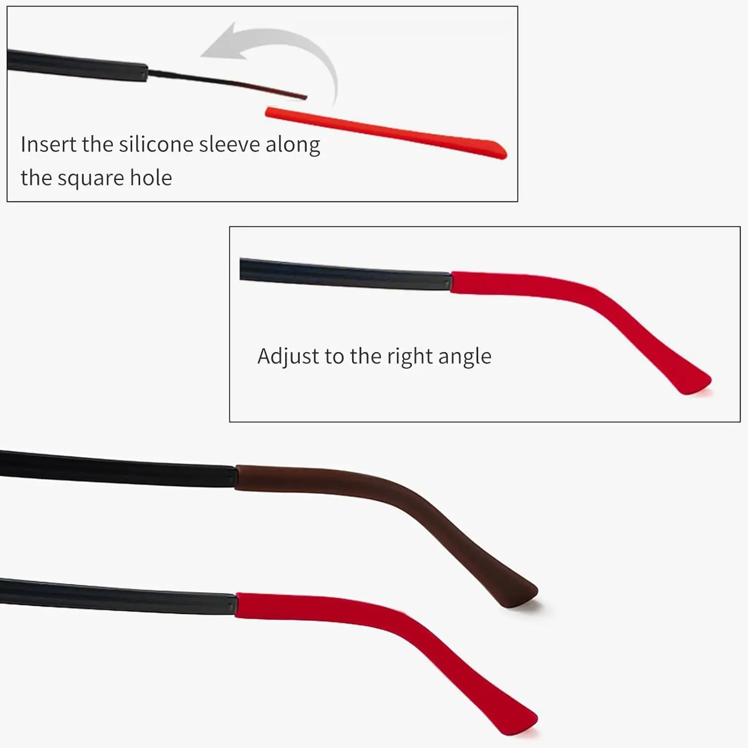 20pcs DT001 Soft Silicone Anti Slip Eyeglasses Glasses Temple Tips Accessories Optical Frame Temples Square hole 3