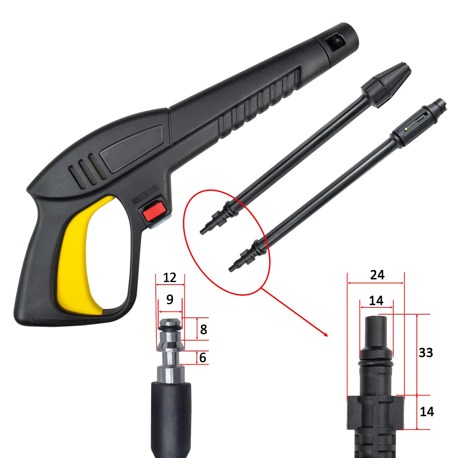 Pressure Washer Gun Lance Nozzle Jet Water Spray Gun Wand Nozzle for Lavor Lavorwash Bauker Vax Craftsman Generac Oleo-Mac 2