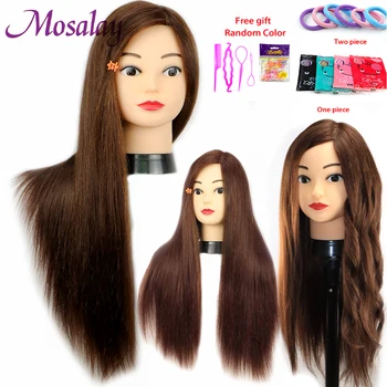 Mannequin Head With 65cm 80% Human Hair Training Head Kit Doll Head For Practise Braid Hairstyle Cosmetology With Free Gift