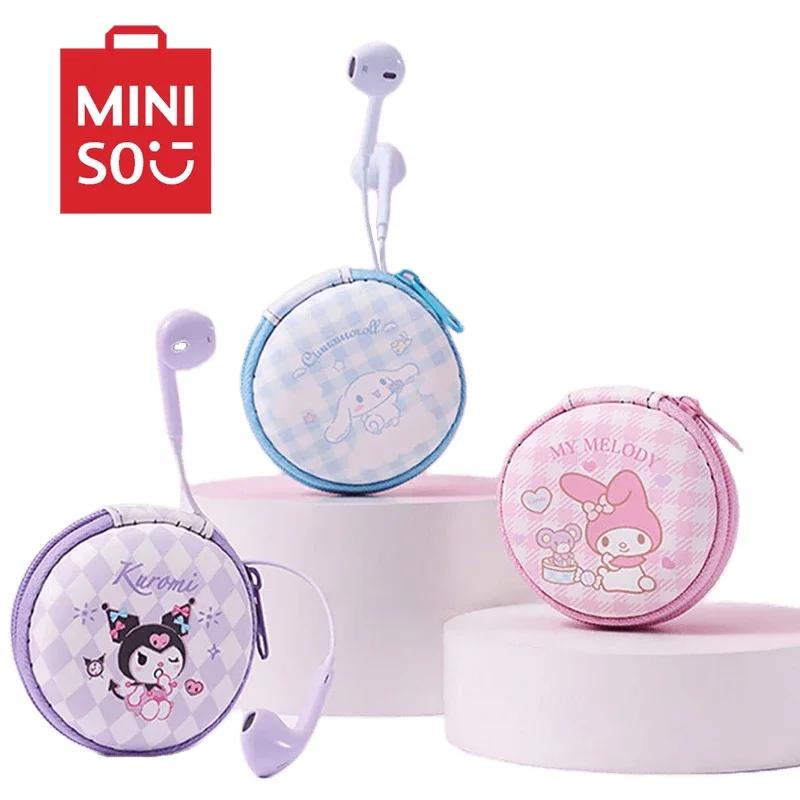 

Проводные наушники-вкладыши Sanrio My Melody Cinnamoroll Kuromi Type-c с микрофоном, Мультяшные спортивные портативные наушники, наушники для хранения