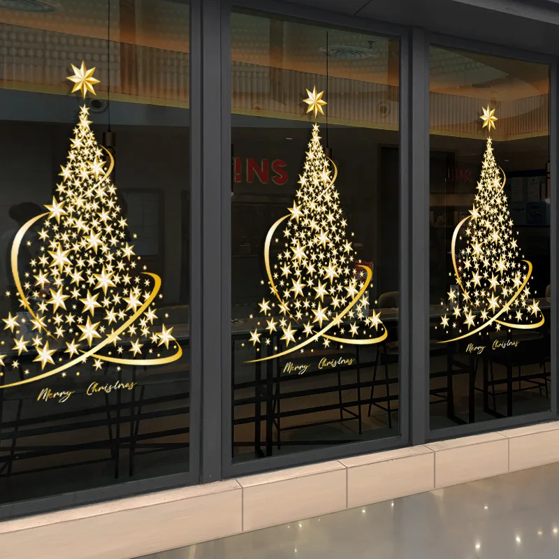 Window stickers 1Pack for Christmas tree glass Xmas decals home party decorations