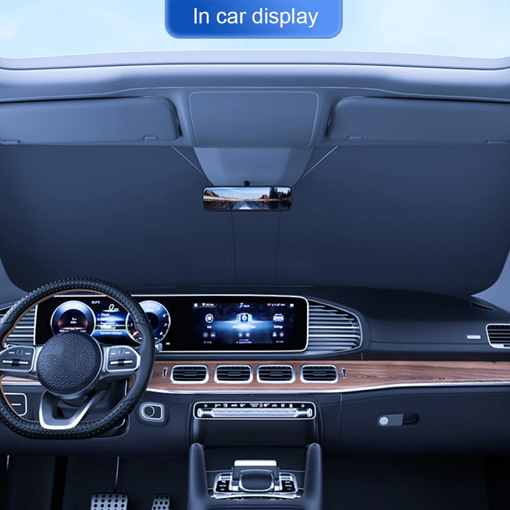 Foldable Car Sun Shield UV Reflective Front Window Sunscreen Silver Coated Front Window Protection Parasol for Sedan SUV Vehicle