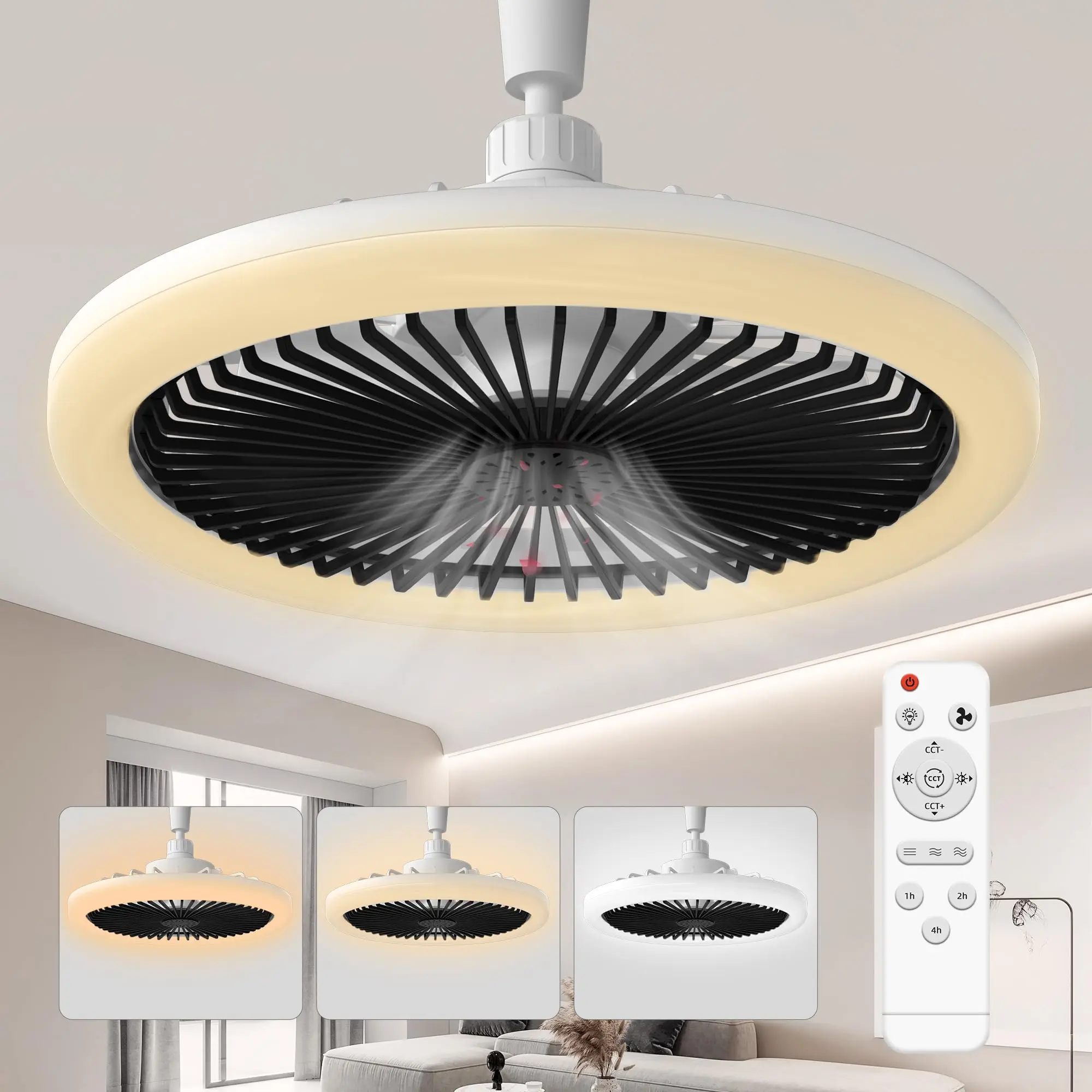 IRALAN 모던 천장 선풍기 조명 룸 램프, 심플한 다이닝 룸 LED 천장 선풍기 램프, 선풍기 올인원 램프, 침실용 선풍기 포함