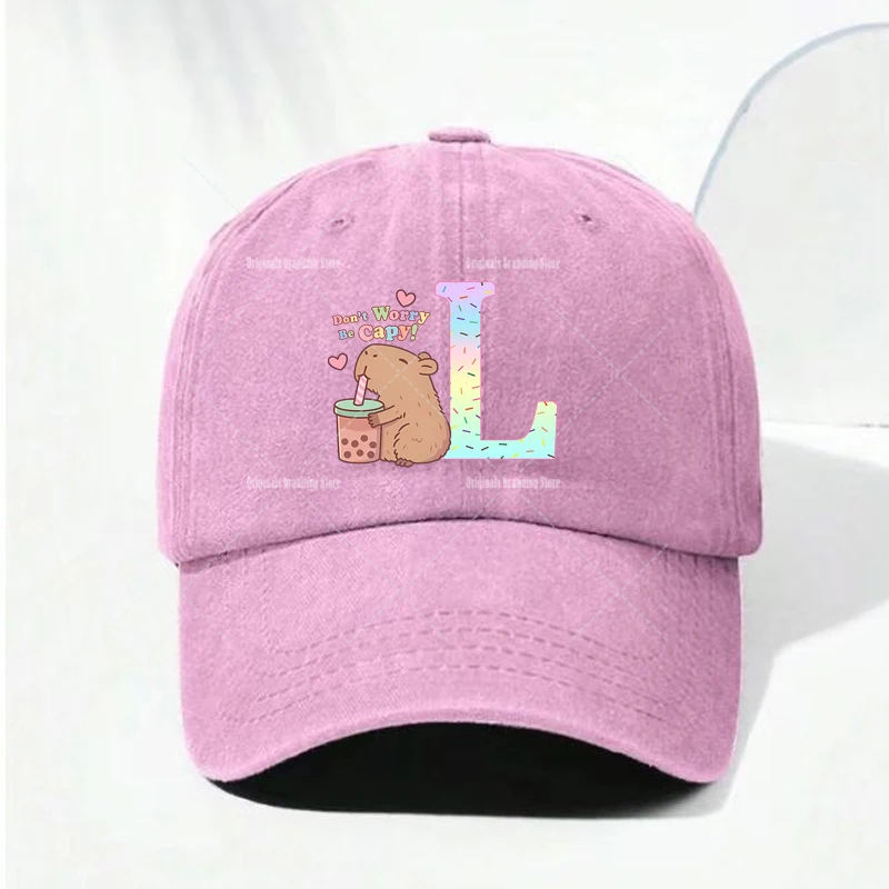 Charming Capybara Alphabet Baseball Cap – Summer Adjustable Sun Hat