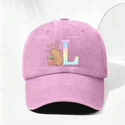 Charming Capybara Alphabet Baseball Cap - Summer Adjustable Sun Hat (SHUI - 360)