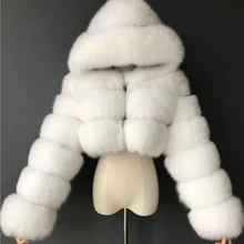 

Plus size Women Jacket 2021 Fashion Autumn Winter Faux Fur Cropped Coat Fluffy Zip Hooded Warm Short Jacket
