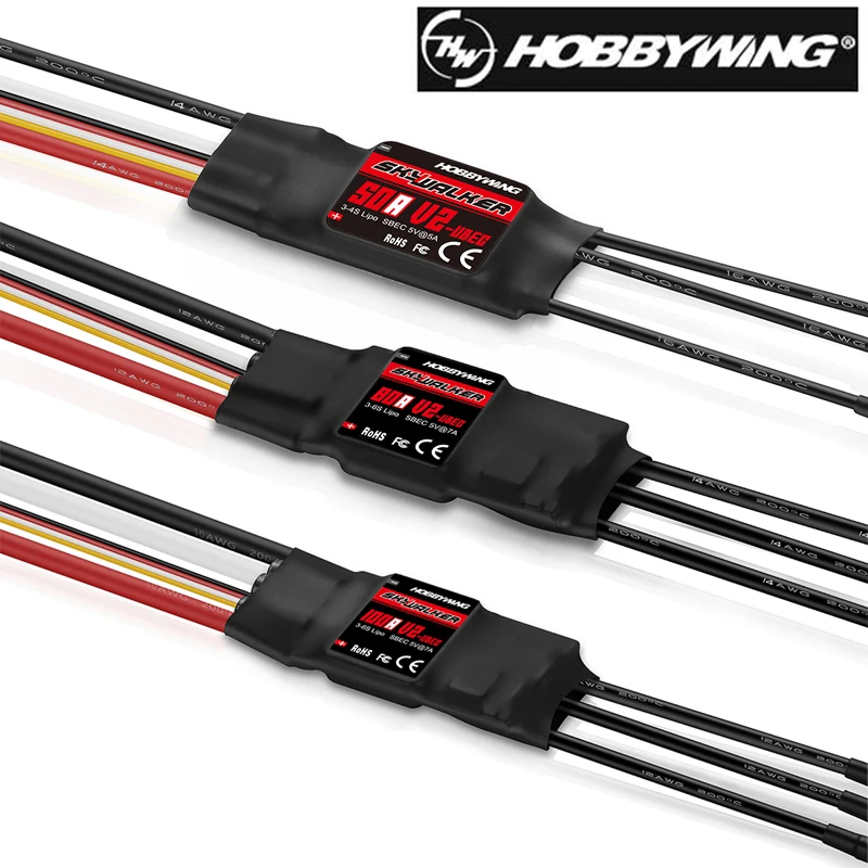 Hobbywing 2023 Nuovo Skywalker V2 Brushless Esc 40A 50A 80A 100A V2 Esc 2-4S Regolatore Di Velocità Con Bec/Ubec Per Rc Quadcopte