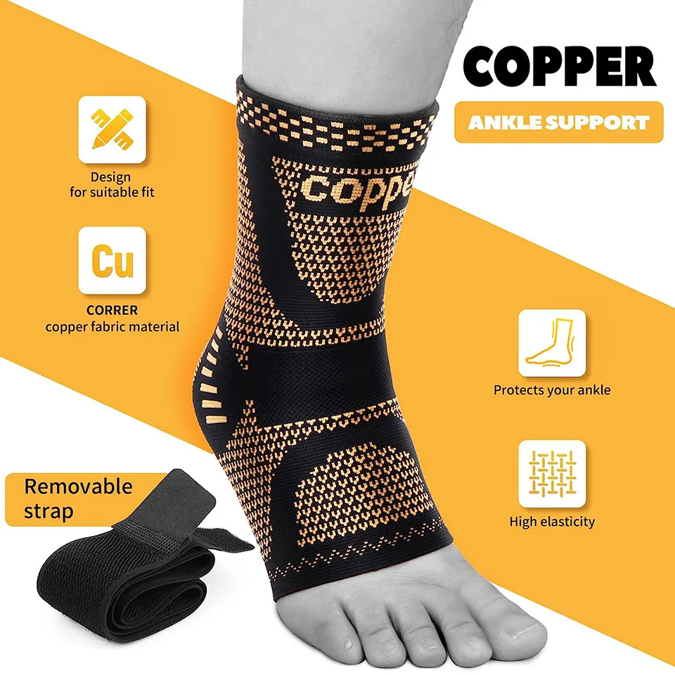 Adjustable Copper Compression Ankle Support Sleeve for Achilles Tendonitis, Plantar Fasciitis-Eases Swelling and Sprained Ankle fitness ankle straps,ankle straps,ankle support,ankle support brace