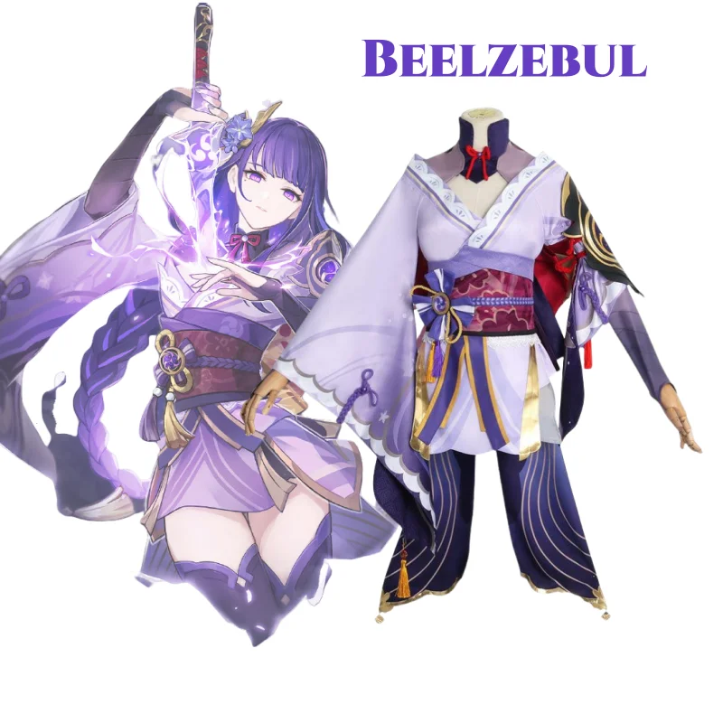 

Genshin Impact Raiden Ei Cosplay Costumes Japanese KIMONO Role Play Costumes Wig Clothes Beelzebul Cosplay Costumes Halloween