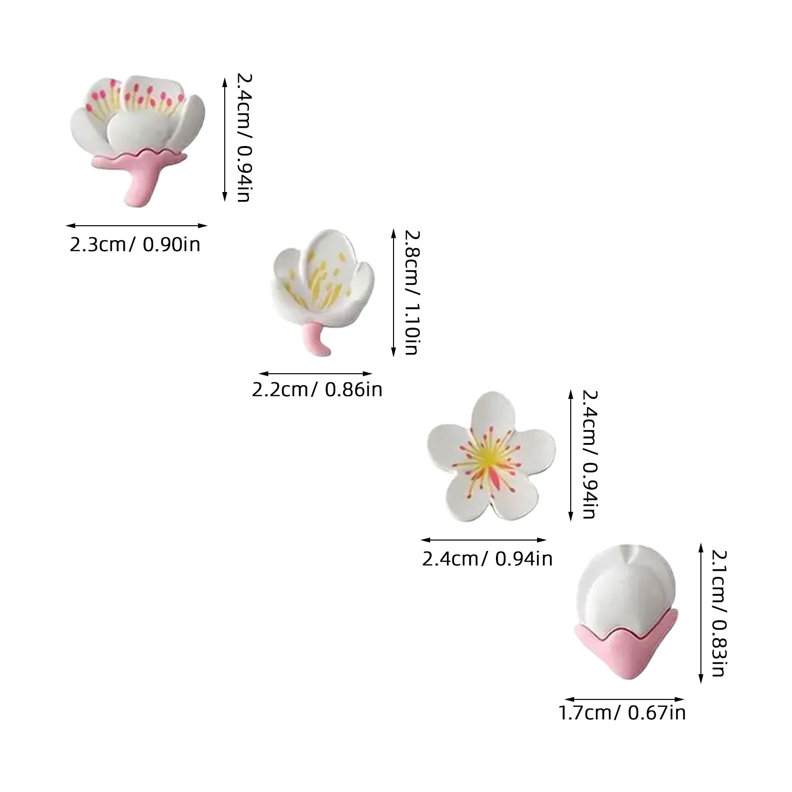 24Pcs 벚꽃 사진 벽 장 꽃 푸시 핀 코르크 보드 사무실 홈 게시판 지도 핀