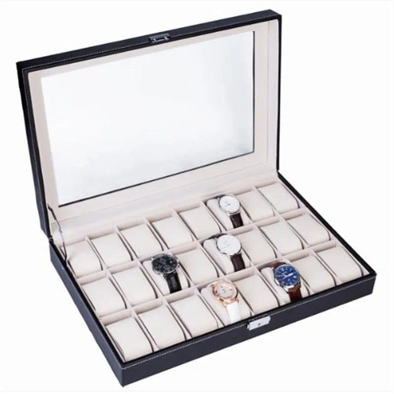 

Leather watch storage box with 3/6/10/12 slots, new men's watch storage box, watch display box, black jewelry gift box best gift