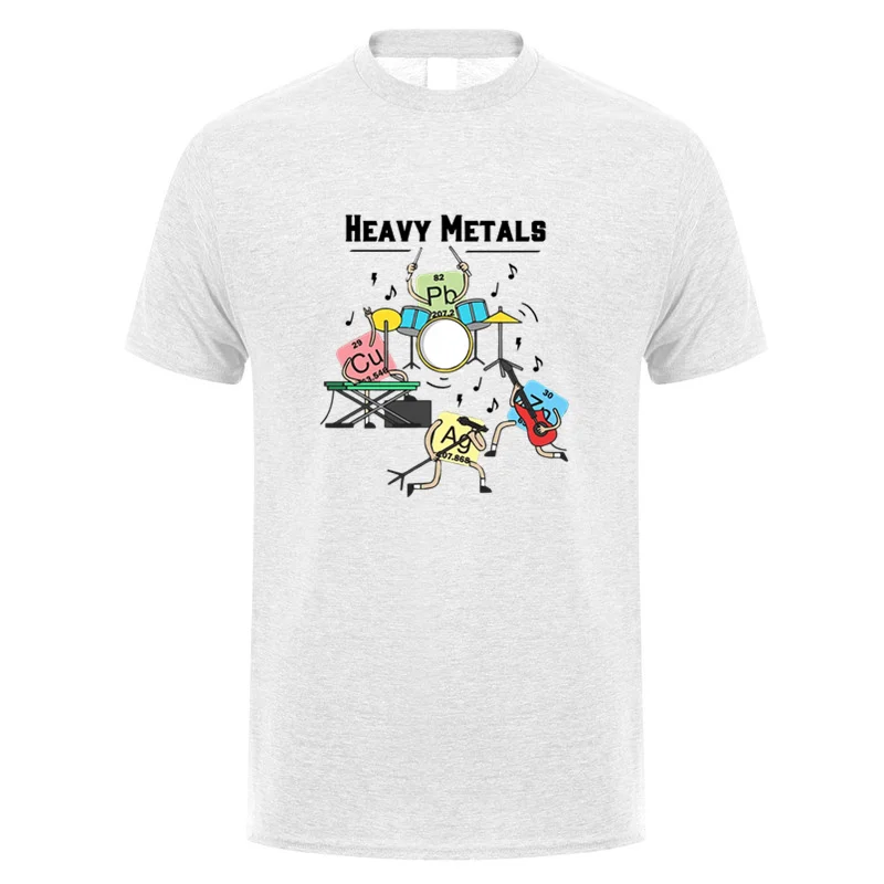 Heavy Metals Rock Chemistry Graphic Cotton T-Shirt for Men - Short Sleeve Summer Tee