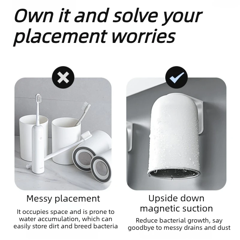 Grande capacità: bicchiere magnetico per collutorio per bagno, in acciaio inossidabile, facile da installare grazie al supporto a parete (non sono necessari attrezzi)._voghion.com