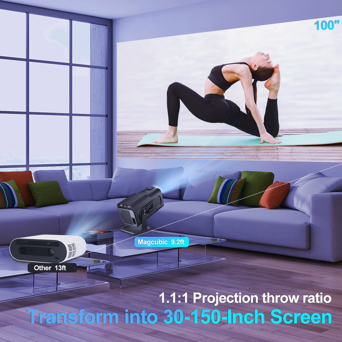 Magcubic 4K Android 11 Projector FHD Native 1920*1080P 390ANSI WiFi 6 BT5.0 Outdoor Portable Cinema Projector Upgrated HY300 mini projector portable projector video projector