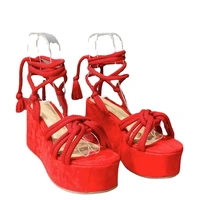 Platform Wedge Strappy Sandals Women Fashion Round Toe Cross Tied Height Increase Open Toe Women Sandals 2023 - Image 5