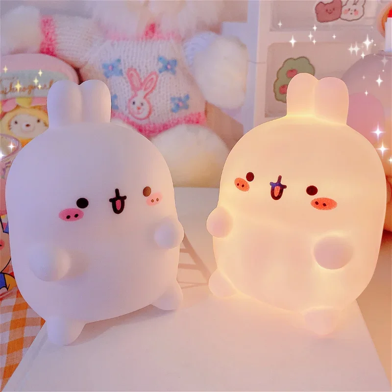 Rabbit Night Light LED Small Table Light Bedhead Bedroom Non Plug in Floor Stand Creative Atmosphere Night Light Decoration