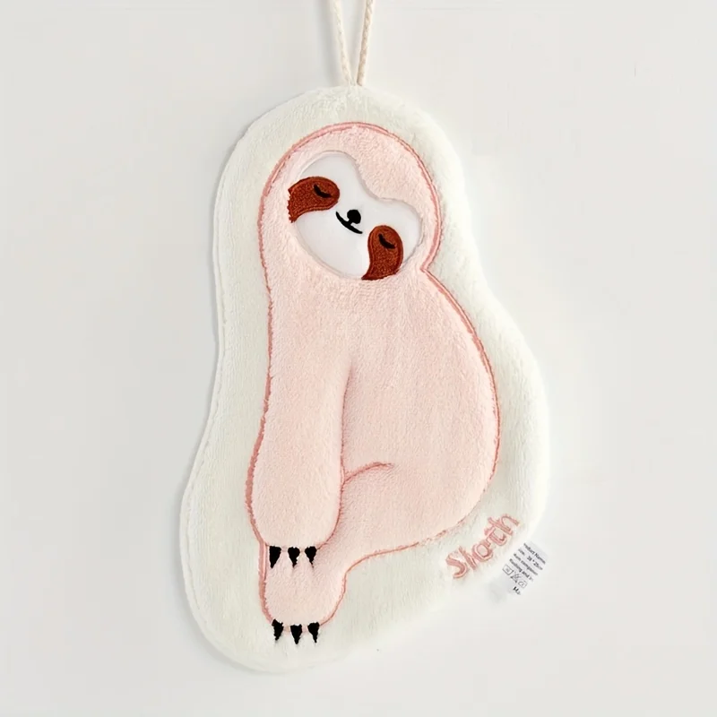 1pc Hand Towel Cute Sloth Pattern Hanging Towel for Kids Quick-Drying Absorbent Soft Bathroom Accessories Pink bath towel cotton towel square towel