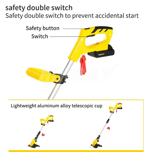 650W Small Eelectric Lawn Mower AC Plug-in Handheld Brush Cutter Machine Weeder Lawn Grass Trimmer Garden Tools With 10m Line 6