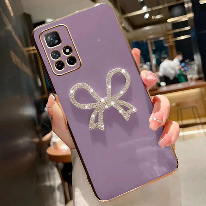 Bling Plting Soft Cse For Redmi 12C Note11S 11 Pro 12S 10C 10A 10s 9T 9s 9C 9A 8 8T A1 Plus Dimond Cute Bow Cover_voghion.com