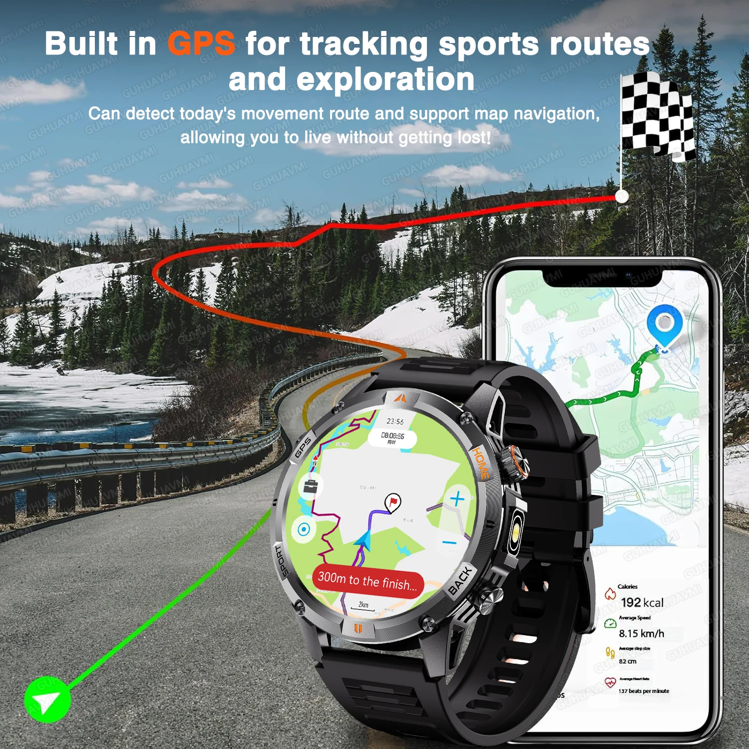 2026 Military GPS Smart Watch for Men with Compass Flashlight 10ATM Waterproof Smartwatch Activity Tracker Multiple Sport Watch