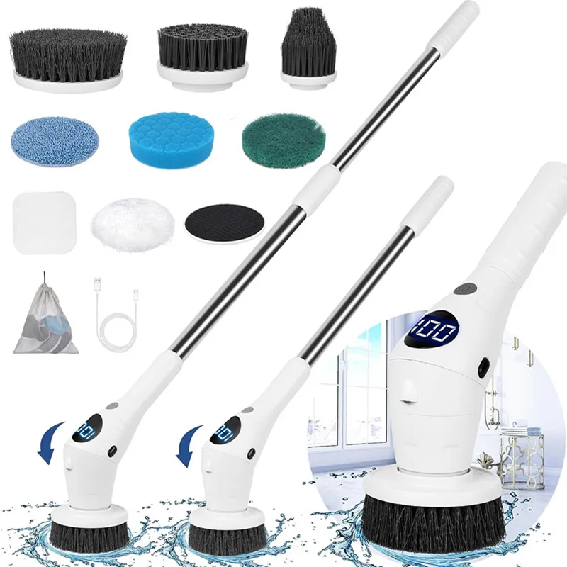 Electric Cleaning Brush Waterproof Cleaner Rotating Scrubber Cleaning Brush  Bathroom Cleaning Tools Set - AliExpress