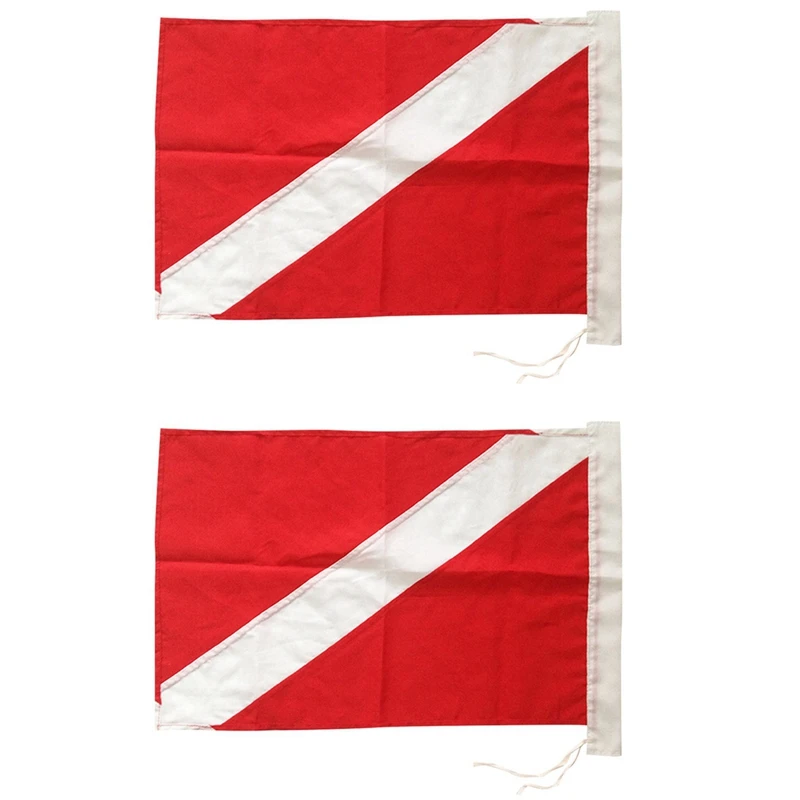 

2X Dive Flag For Scuba Diving Spearfishing Use With Float, Buoy, Boat, Pole Diver Down 35X50cm