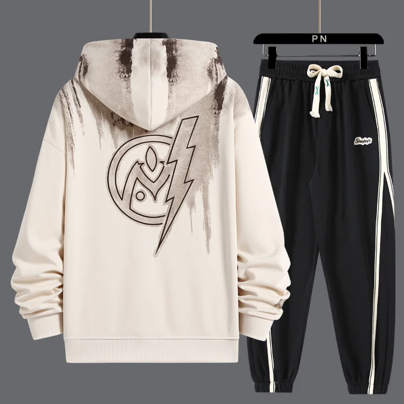 2023 New Men Tracksuits Two Piece Streetwear Hip Hop Hooded Sweatshirt Sweater Sets Student Couple Casual Spring Sports Clothes