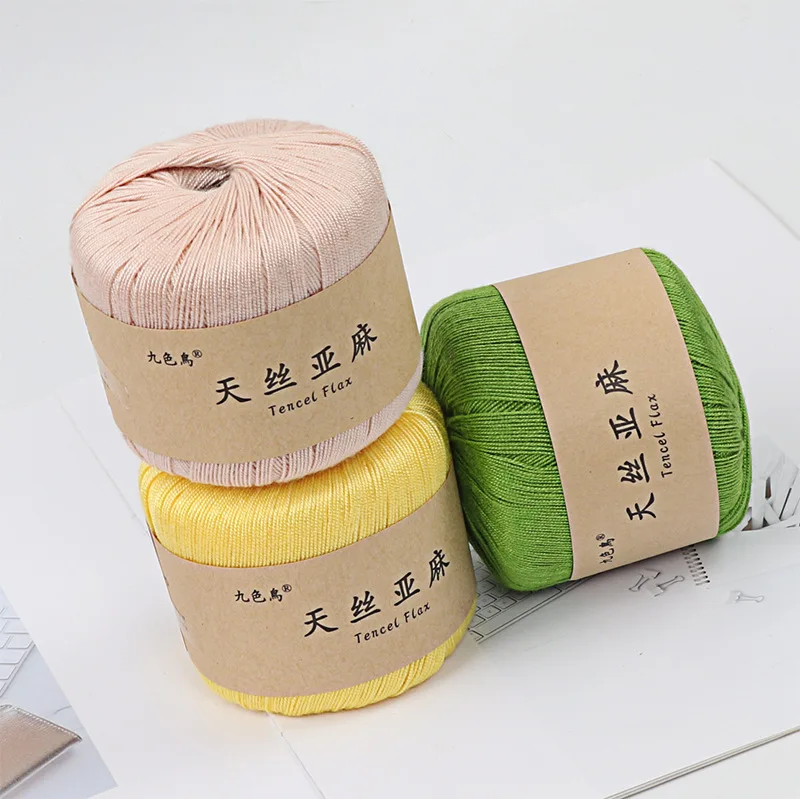 50g Tiansi Hemp Thread Hand Woven DIY Crochet Pad Doll Thread Material Bag Medium Thick Wool Crochet Knitting Suture 5