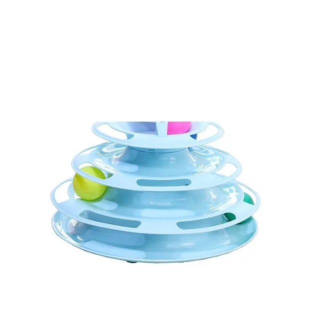 Cat turntable cat toy plastic turntable three-layer four-layer self-sport cat toy teasing cat stick to relieve boredom toys 5