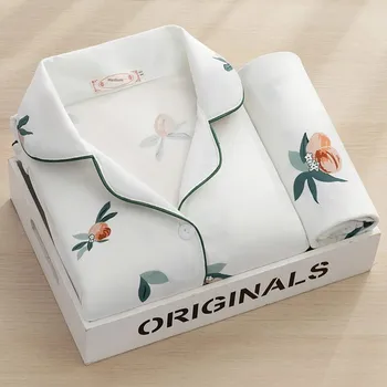 Women's Long Sleeve Cotton-Like Sleepwear Two-Piece Set Spring Autumn New Style Live Broadcast Sweater Cardigan Milk Silk Summer