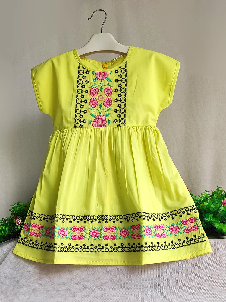 Kids 3PC Embroidered Summer Dress With Net Dupatta - Unstitched - DE-712 main image 0