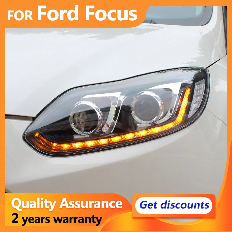 

Передняя фара для Ford светодиодная фара для Focus 2012 2013 2014, фокусная фара DRL, динамический сигнал поворота, луч дальнего света, объектив проектора Angel Eye