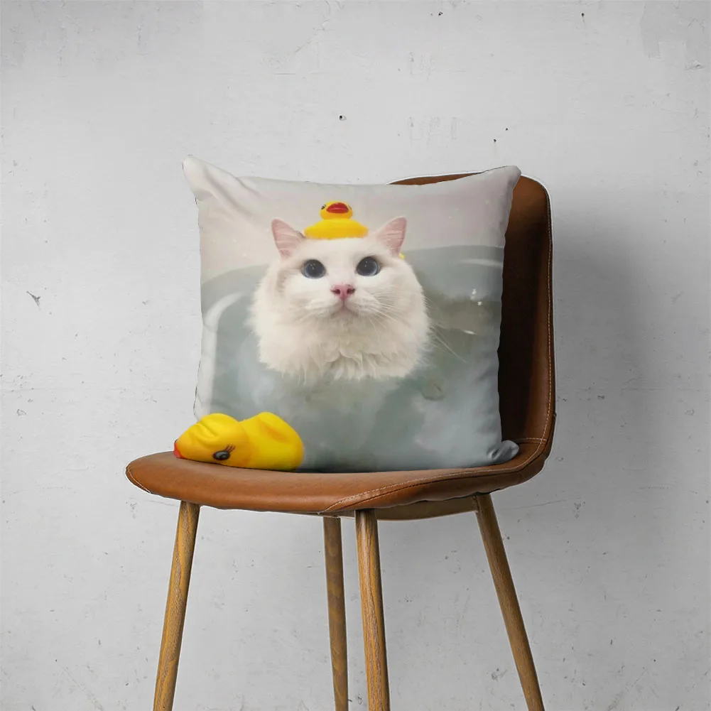 

CAT MEME PILLOW 018 Customizable Bedroom Bed Sofa Hotel Car Lumbar Pillow Fashion Decorative Pillow Cover