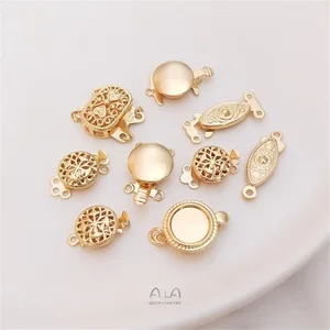 14K Gold Plated Pearl necklace ending buckle multi hanging flower shaped connection buckle diy first accessories