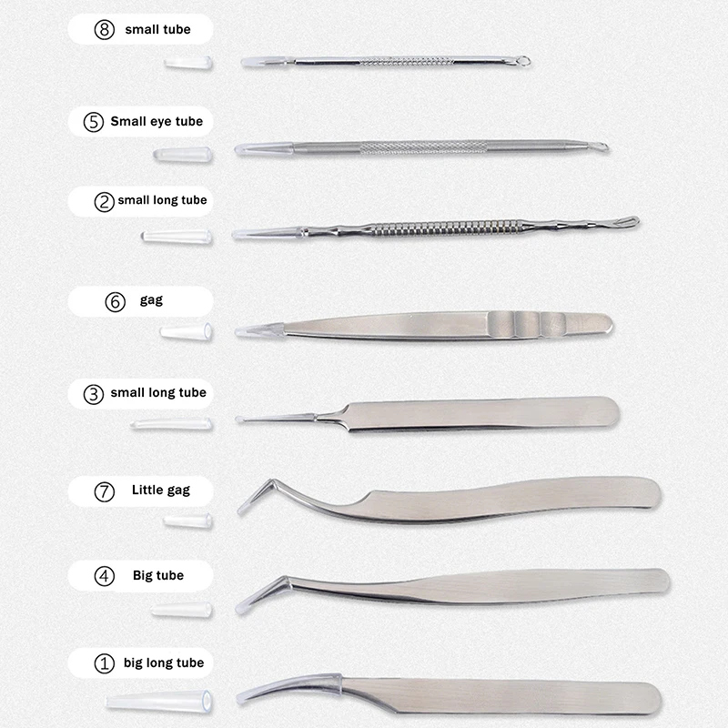 50pcs 여드름 바늘 팁 보호대 부드러운 보호 슬리브 속눈썹 핀셋 팁 커버 클립 보호 슬리브 클립 보호 커버