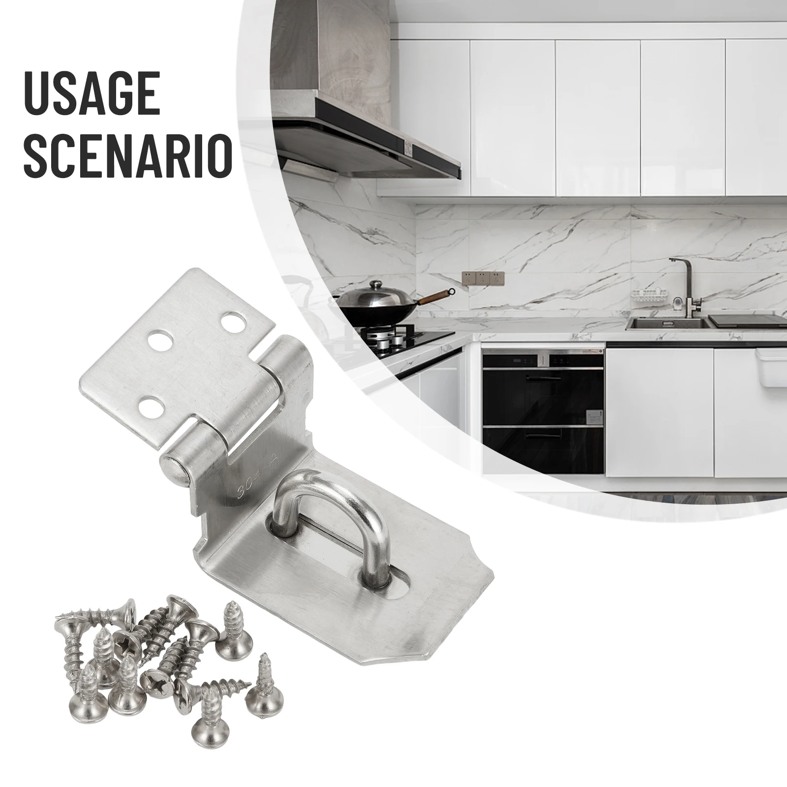 

1pcs 90 Degree Angle Shed Gate Latch Stainless Steel Padlock Hasp Door Clasp Lock Home Burglar-proof Bolt Door Buckle Screws