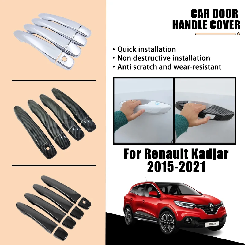 

Door Handle Cover Trim For Renault Kadjar 2015-2021 2016 2017 2018 2019 2020 2021 Luxurious Carbon Fiber Chrome Car Accessories