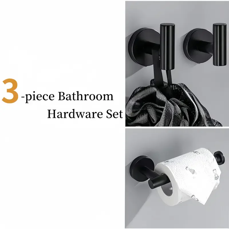 3Pcs Bathroom Hardware Set Stainless Steel Bathroom Accessories Set Includes Towel Holder And Toilet Paper Holder-Saving Design