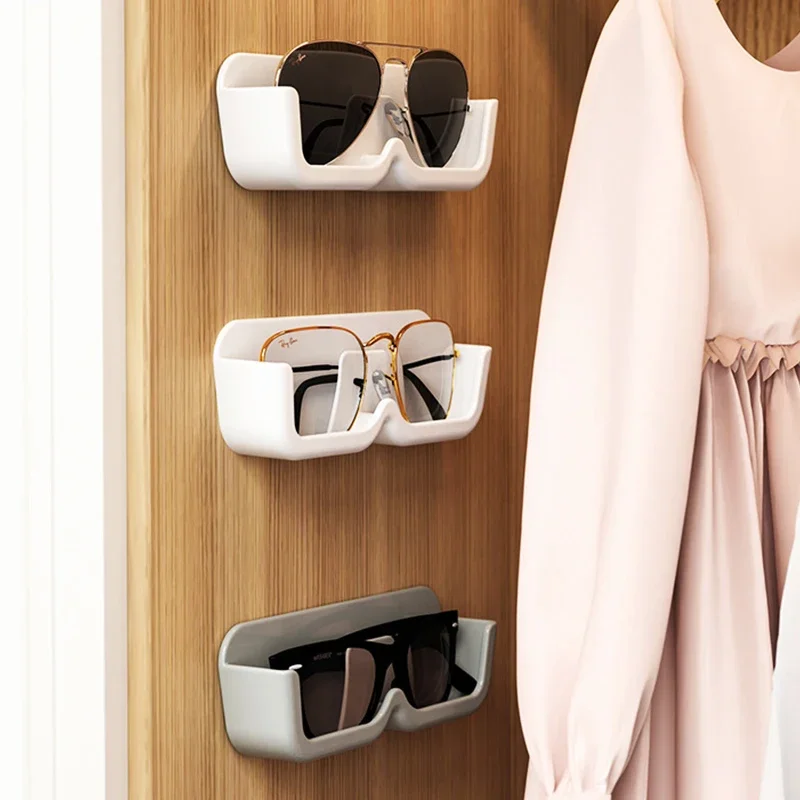 Description Picture 4 of itemSelf Adhesive Wall Mounted Glasses Storage Box Perforated Sunglasses Display Rack Plastic Hanging Home Organizing Storage Rack