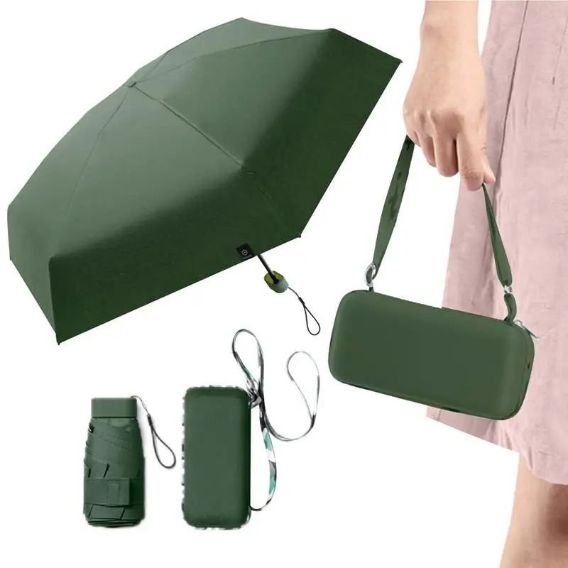 

Mini Compact Umbrella Compact Folding Travel Sun Umbrella 6-Bone Design Outdoor Sun And Rain Umbrellas