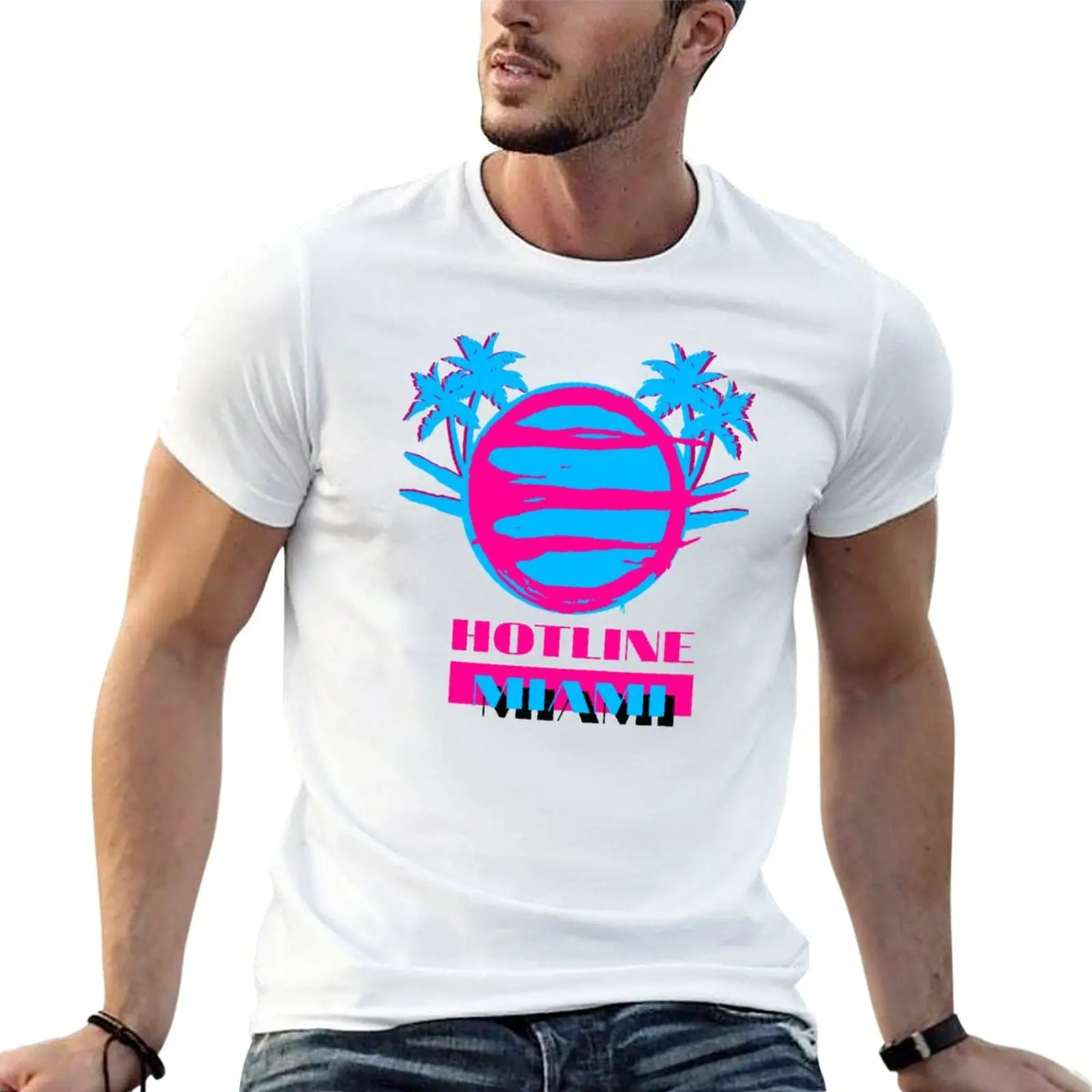 New Hotline Miami: Vice T-Shirt Summer Top Magliette Nere T-Shirt Tinta Unita T-Shirt Magliette Pesanti Per Uomo